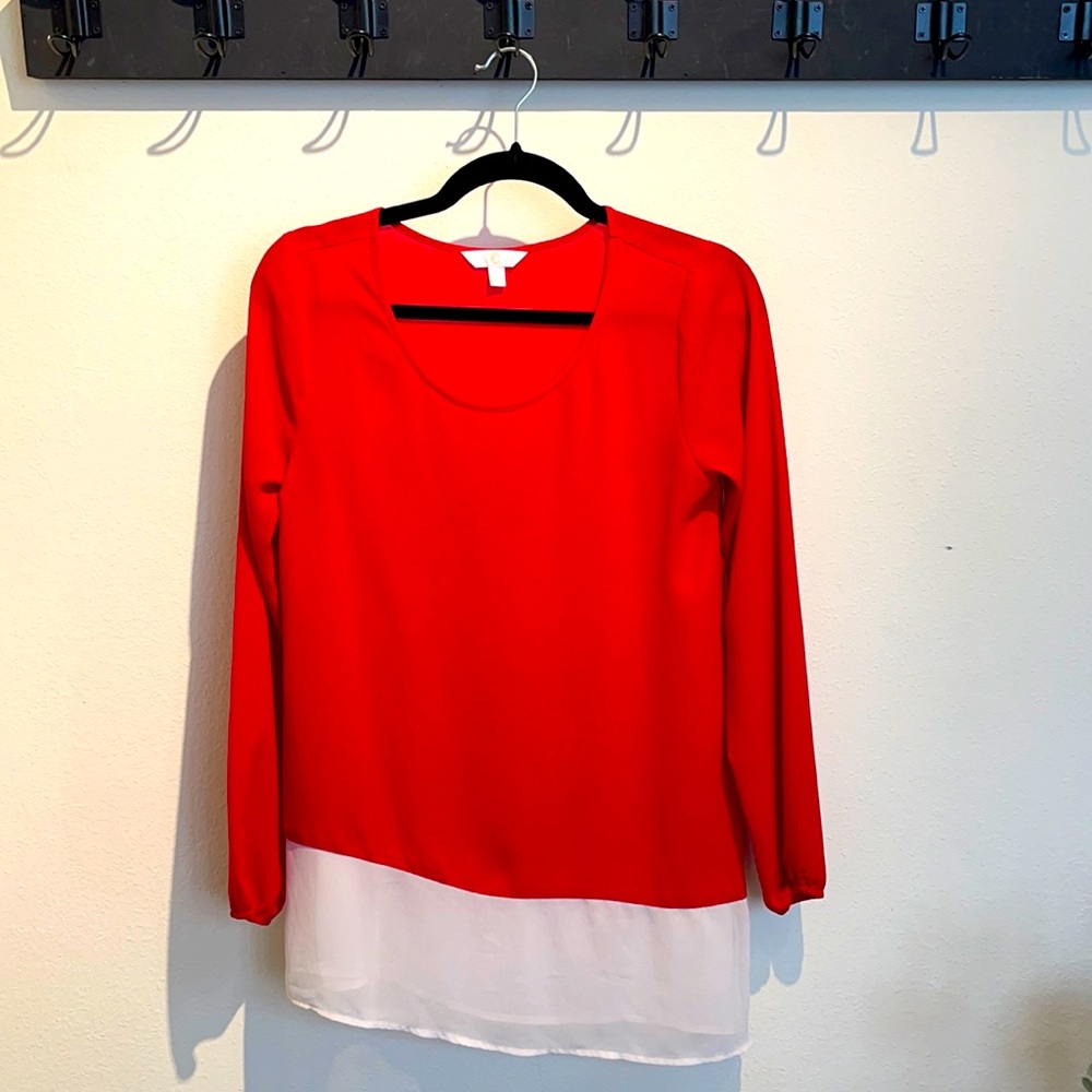 Red and White Blouse